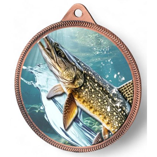 Pike Fishing Texture Print Bronze Medal