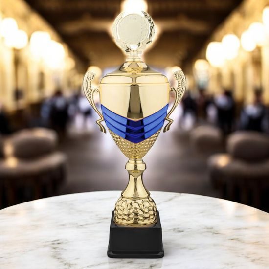 Harley Gold and Blue Logo Cup With Lid