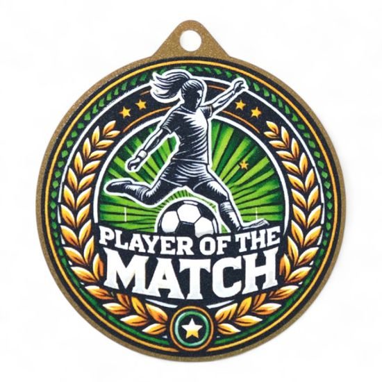 Quantum Women’s Football Player of the Match Stainless Steel Medal