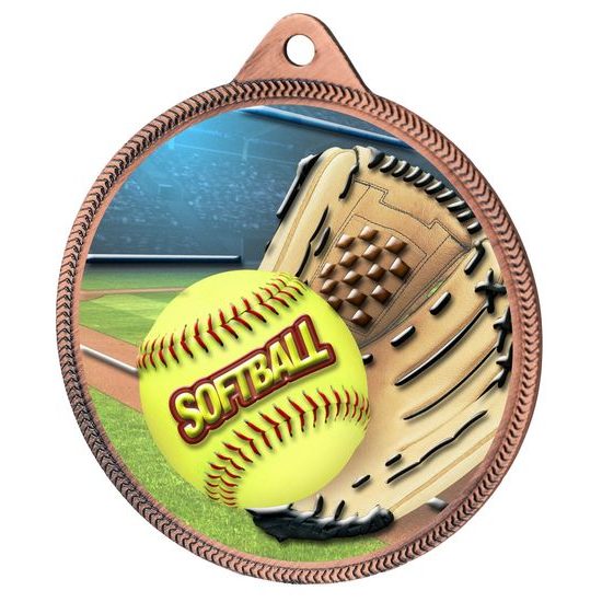 Softball Colour Texture 3D Print Bronze Medal