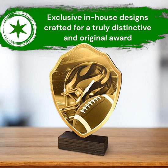 Arden Classic American Football Real Wood Shield Trophy