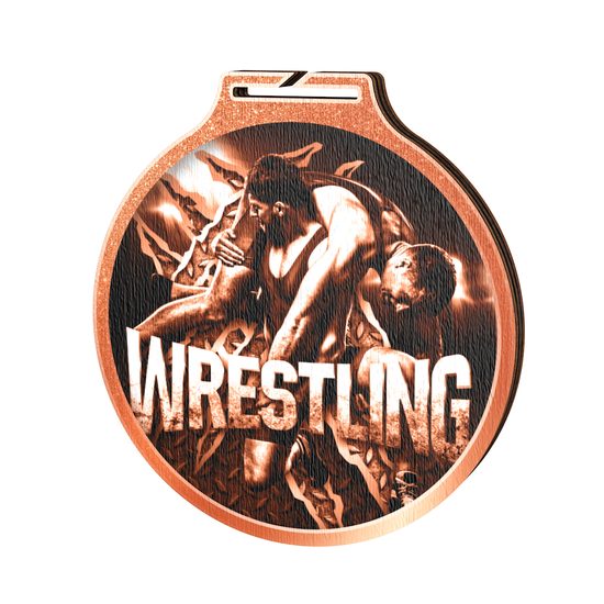 Habitat Classic Wrestling Bronze Eco Friendly Wooden Medal
