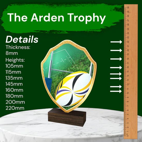 Arden Rugby Real Wood Shield Trophy