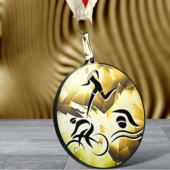 Rincon Classic Triathlon Black Acrylic Medal