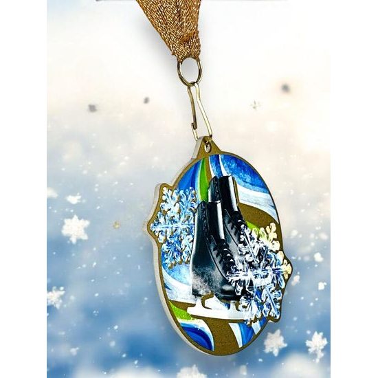 Aurum Ice Skating Black Boot Stainless Steel Medal