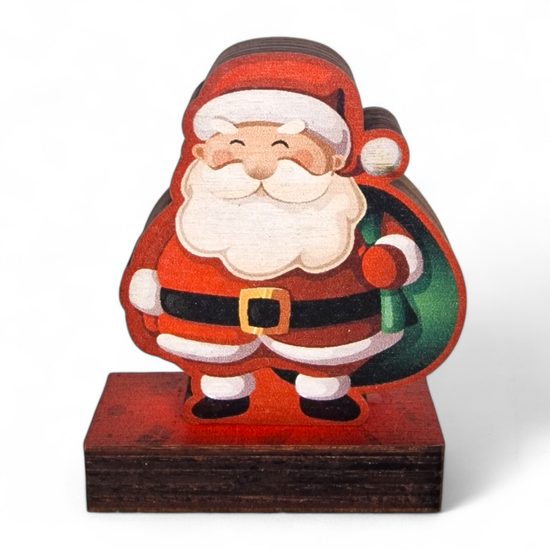Traditional Father Christmas Real Wood Decoration (75mm)