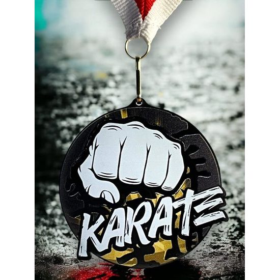 Rincon Classic Karate Black Acrylic Medal