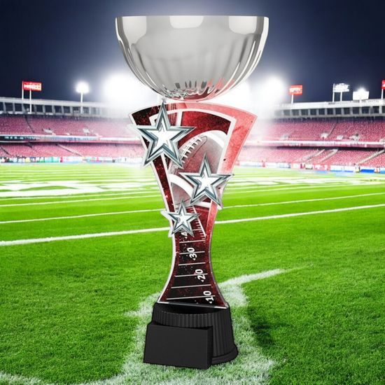 Triple Star Amercian Football Silver Trophy Cup