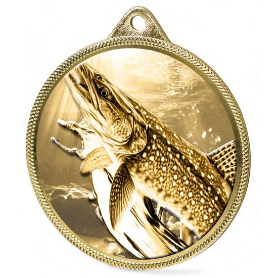 Pike Fishing Texture Classic Print Gold Medal