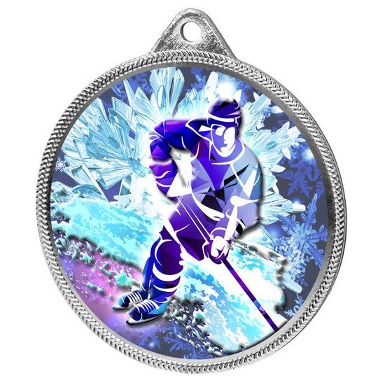 Ice Hockey Colour Freeze Texture 3D Print Silver Medal