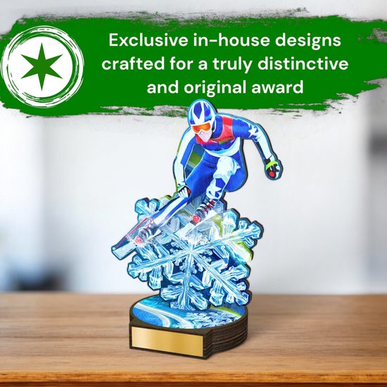 Grove Downhill Skiing Real Wood Trophy