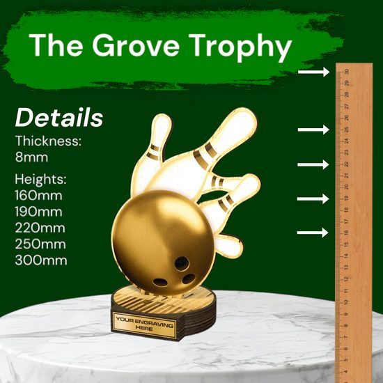 Grove Classic Tenpin Bowling Real Wood Trophy