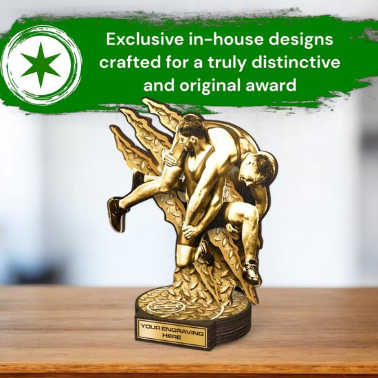 Grove Classic Wrestling Real Wood Trophy
