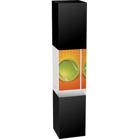 Staklo Black and Clear Solid Glass Cuboid Tennis Trophy
