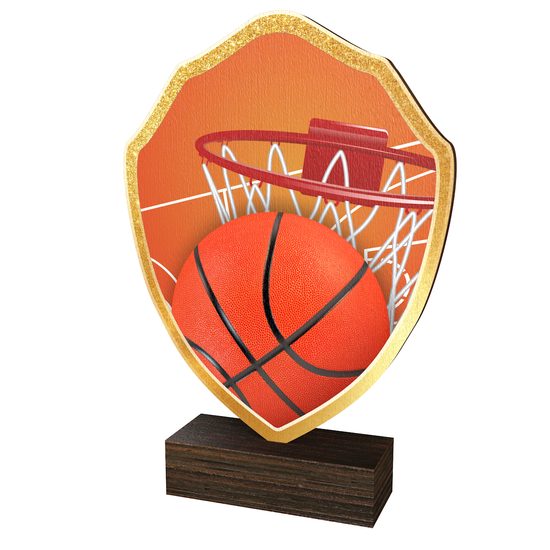 Arden Basketball Real Wood Shield Trophy
