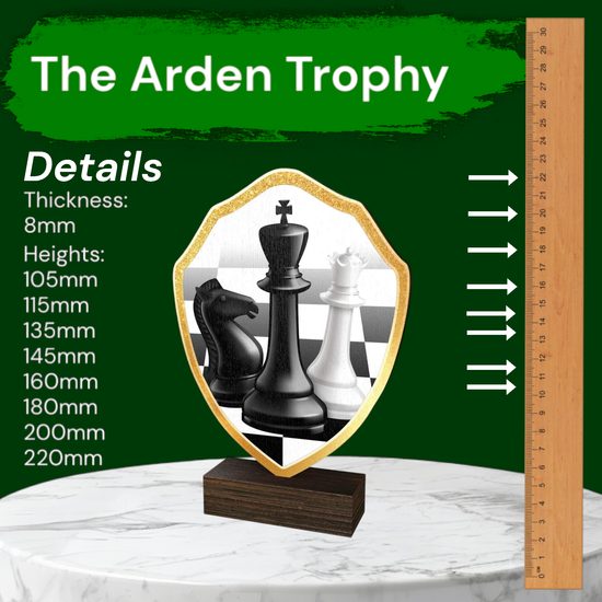Arden Chess Real Wood Shield Trophy
