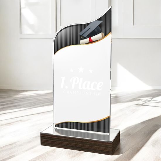 United Graduation Acrylic Wood Fusion Trophy