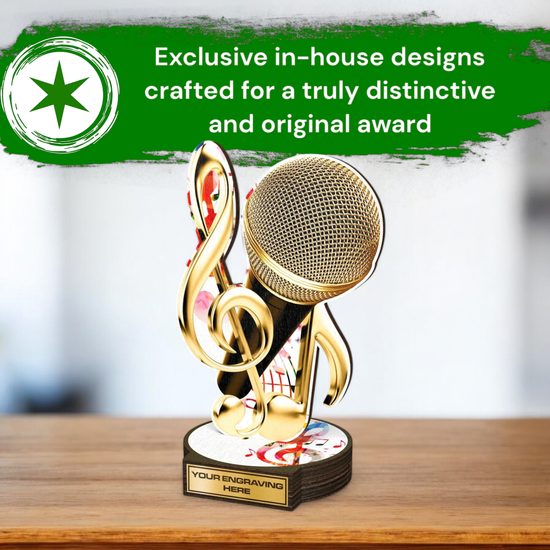 Grove Singing Music Note Real Wood Trophy