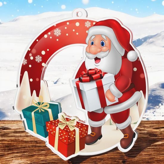 Snowy Father Christmas Presents Medal