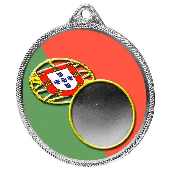 Portugal Flag Logo Insert Silver 3D Printed Medal