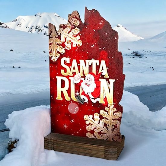 Shard Dasher Santa Run Eco Friendly Wooden Trophy
