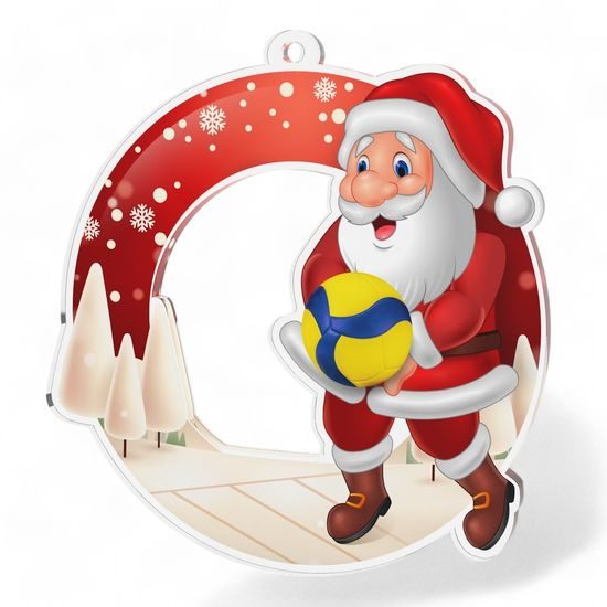 Snowy Father Christmas Volleyball Medal