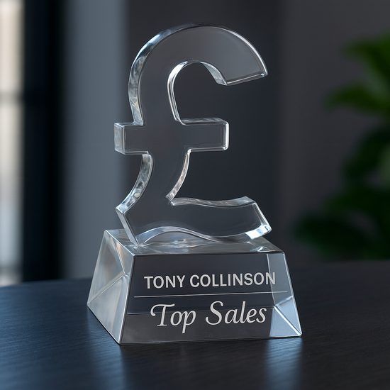 Crystal Engraved Pound Sign Award