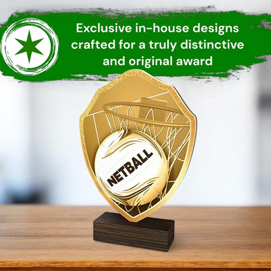 Arden Classic Netball Real Wood Shield Trophy