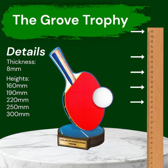 Grove Table Tennis Ping Pong Real Wood Trophy