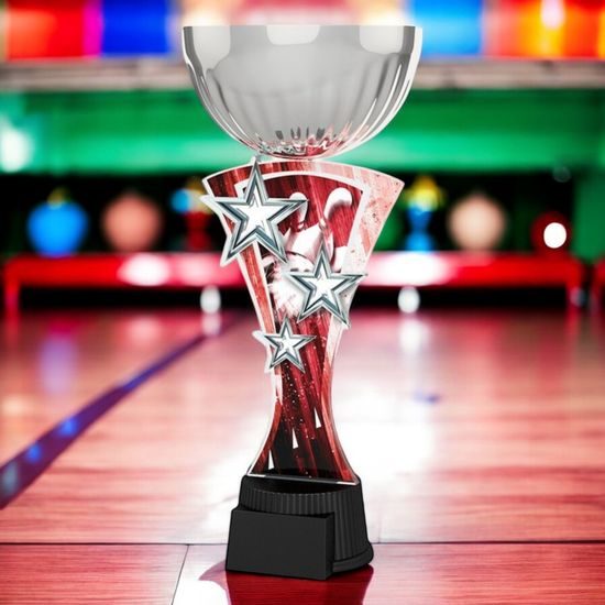 Triple Star Tenpin Bowling Silver Trophy Cup