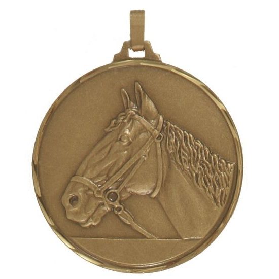 Diamond Edged Equestrian Horse Head Bronze Medal