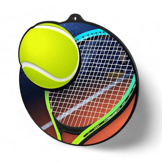 Rincon Colour Tennis Black Acrylic Medal