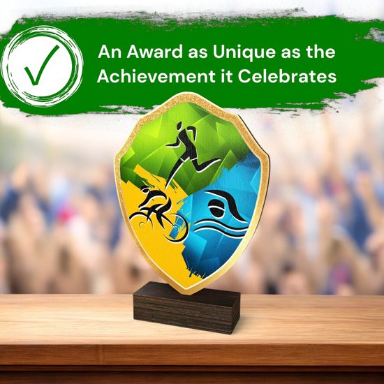 Arden Triathlon Real Wood Shield Trophy