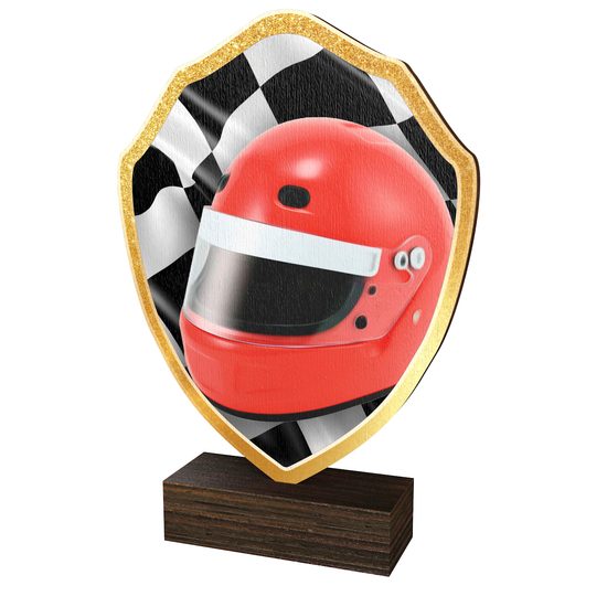 Arden Motor Racing Helmet Real Wood Shield Trophy
