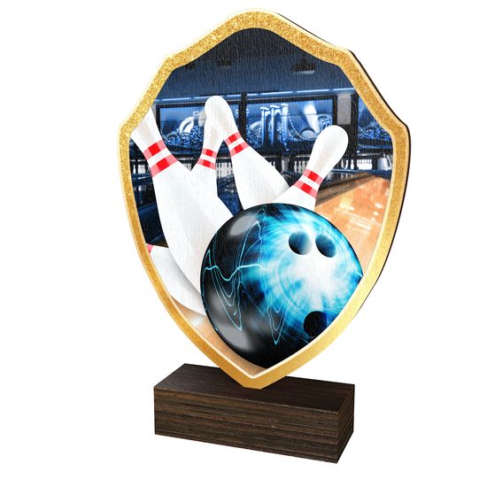 Arden Ten Pin Bowling Real Wood Shield Trophy