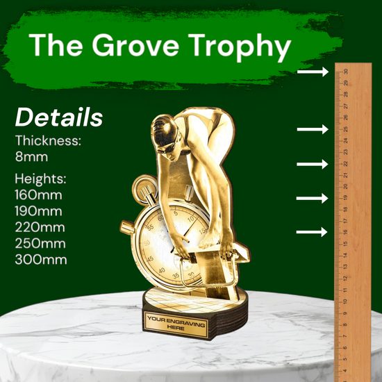 Grove Classic Female Swimmer Real Wood Trophy