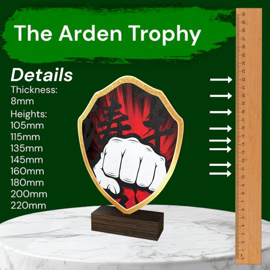 Arden Martial Arts Fist Real Wood Shield Trophy