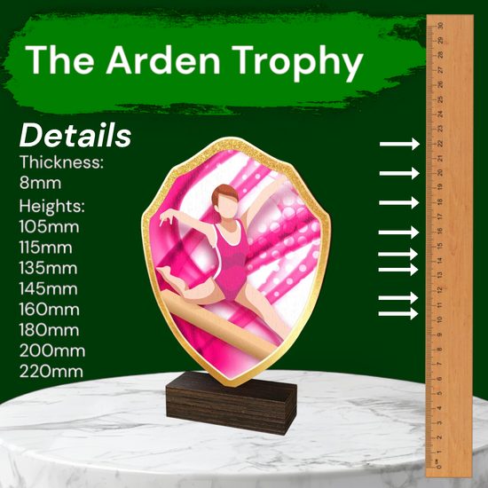 Arden Gymnastics Female Real Wood Shield Trophy