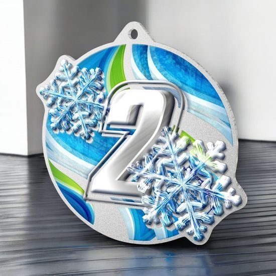 Aurum 2nd Place Winter Snowflake Silver Stainless Steel Medal