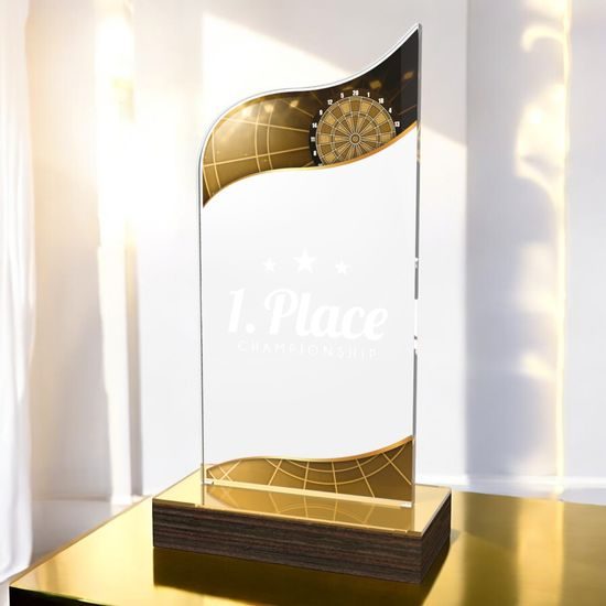 United Electronic Darts Acrylic Wood Fusion Trophy