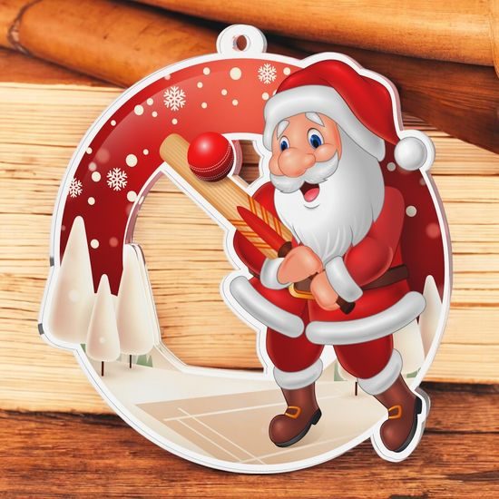 Snowy Father Christmas Cricket Medal