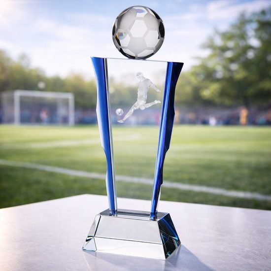 Celestial 3D Crystal Football Player Trophy