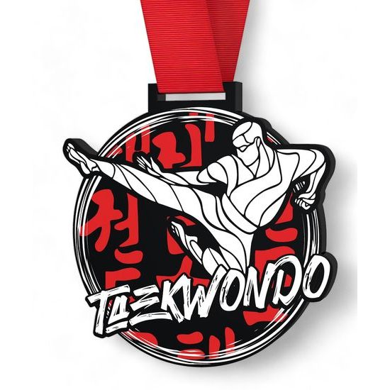 Giant Taekwondo Black Acrylic Medal
