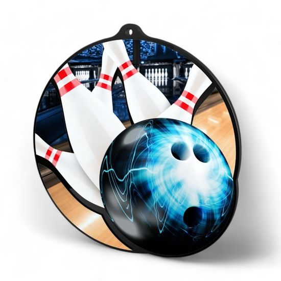 Rincon Colour Tenpin Bowling Black Acrylic Medal