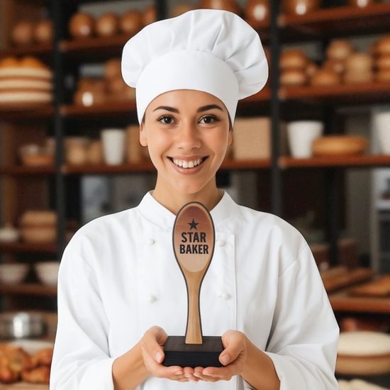 Sierra Wooden Spoon Star Baker Real Wood Trophy