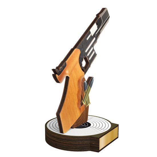 Grove Pistol Shooting Real Wood Trophy