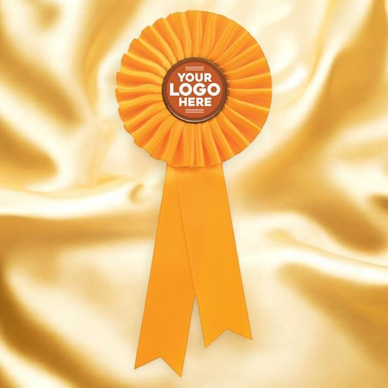 Yellow Satin Feel Logo Rosette