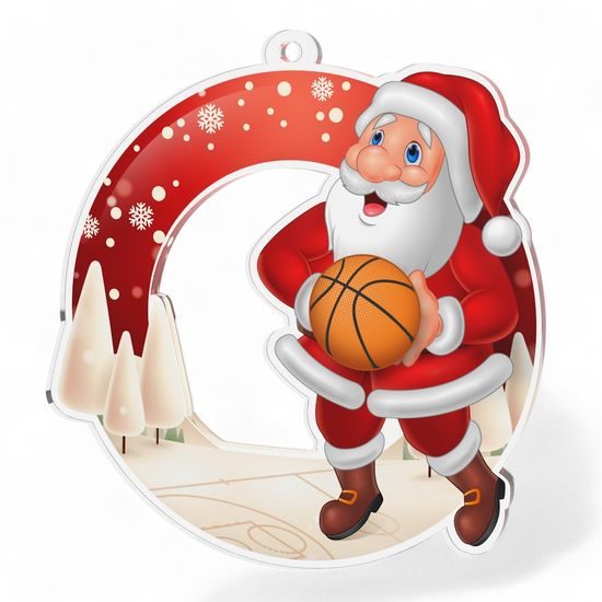 Snowy Father Christmas Basketball Medal
