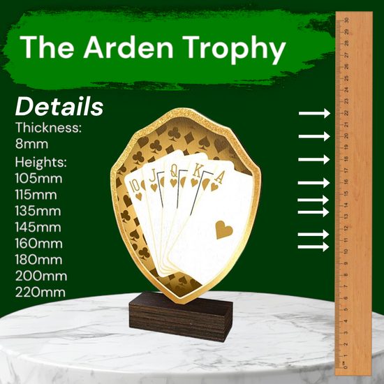 Arden Classic Poker Card Games Real Wood Shield Trophy