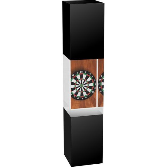 Staklo Black and Clear Solid Glass Cuboid Dartboard Trophy